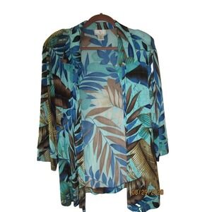 The Travel Collection Jacket Womens Multicolored 3/4 Sleeve Acetate/Span Size 1X
